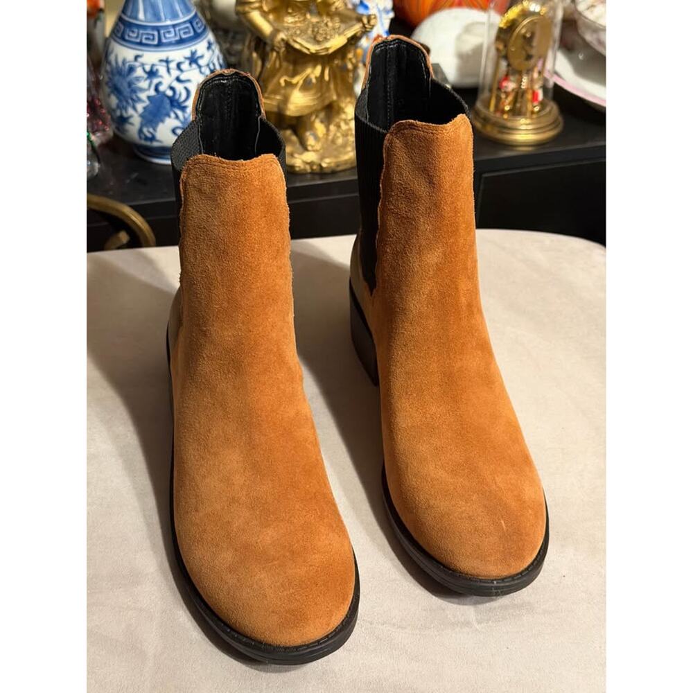 Suede Chelsea Ankle Boots, by Their Slip-on Design- Elastic Side Panels.
